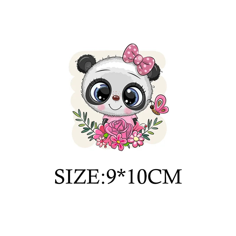 Cute Panda Cartoon Patch on Clothes Patches for Jackets Iron on DIY T shirt for Kids Hoodies Sweatshirt on Clothing Decor Custom