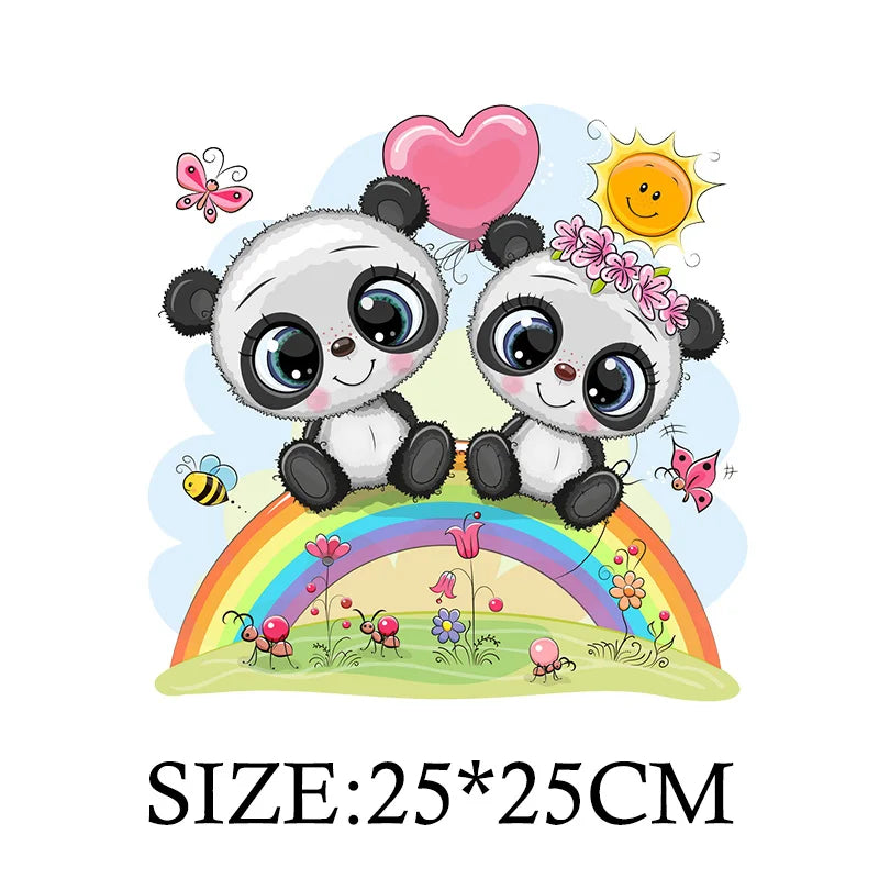 Cute Panda Cartoon Patch on Clothes Patches for Jackets Iron on DIY T shirt for Kids Hoodies Sweatshirt on Clothing Decor Custom