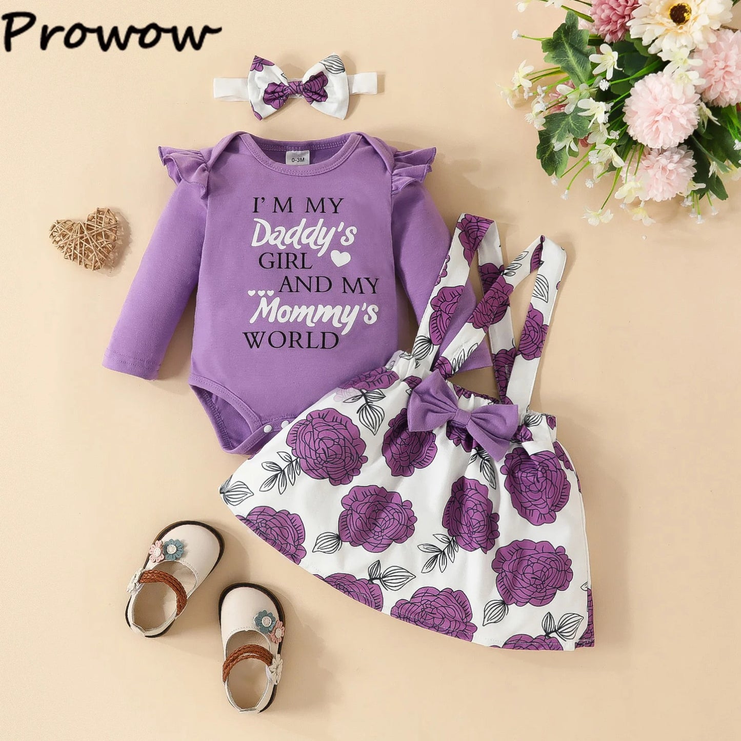 Prowow Panda Baby Girl Outfits Sets Green Cute Panda Romper and Suspender Bamboo Dress 3pcs Baby Clothes Panda Set