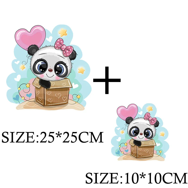 Cute Panda Cartoon Patch on Clothes Patches for Jackets Iron on DIY T shirt for Kids Hoodies Sweatshirt on Clothing Decor Custom