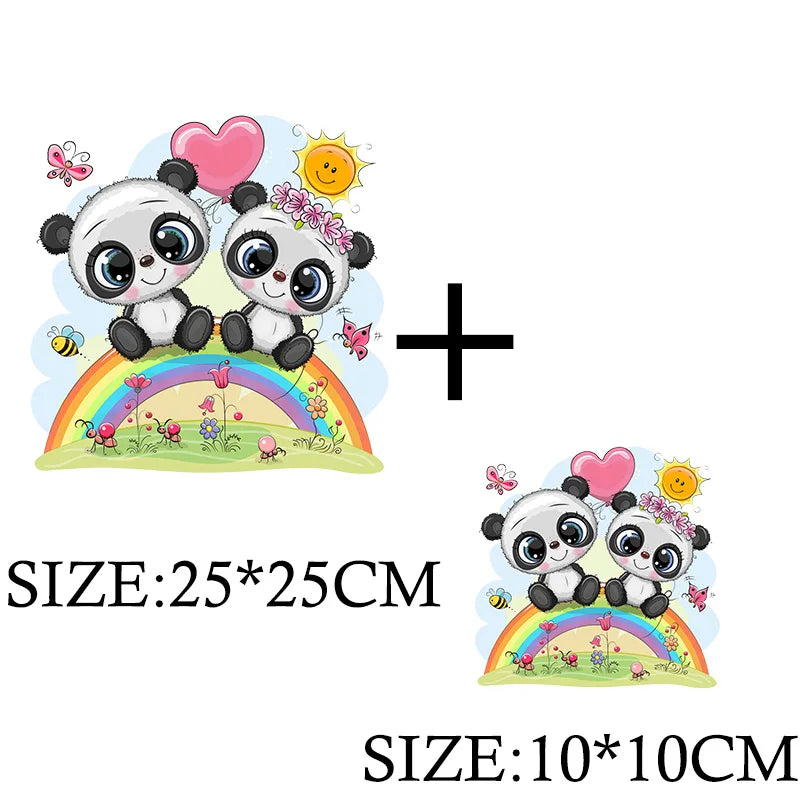 Cute Panda Cartoon Patch on Clothes Patches for Jackets Iron on DIY T shirt for Kids Hoodies Sweatshirt on Clothing Decor Custom
