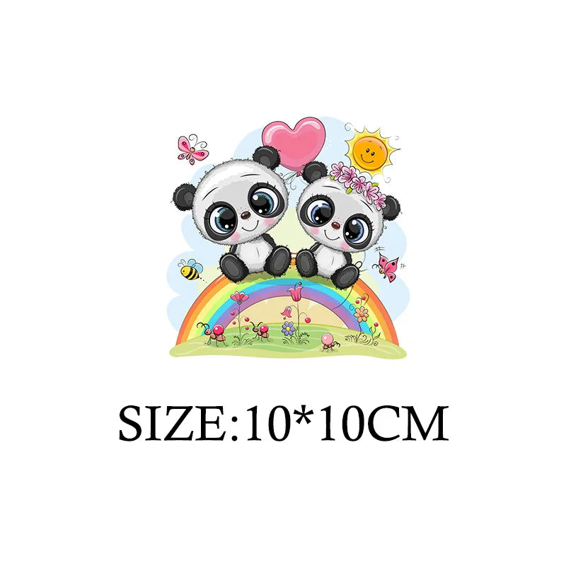 Cute Panda Cartoon Patch on Clothes Patches for Jackets Iron on DIY T shirt for Kids Hoodies Sweatshirt on Clothing Decor Custom