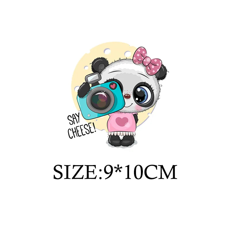 Cute Panda Cartoon Patch on Clothes Patches for Jackets Iron on DIY T shirt for Kids Hoodies Sweatshirt on Clothing Decor Custom