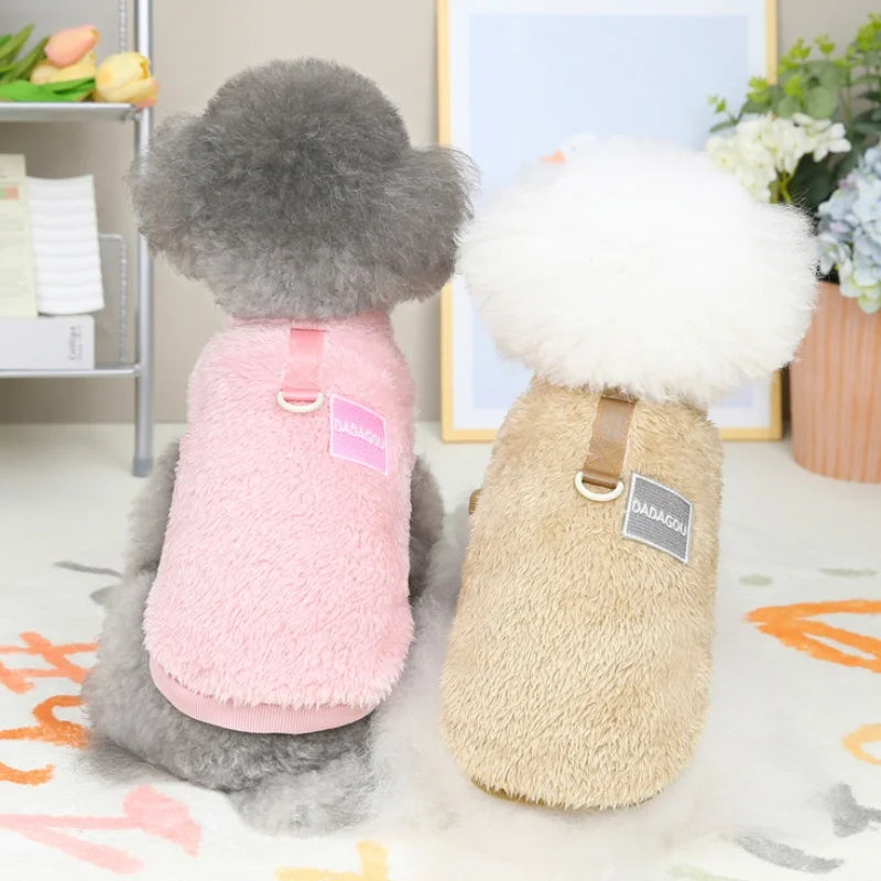 Dog Vest Clothes Winter Warm Dog Hoodies Cute Puppy Sweatshirt Soft Plush Cat Hoodies Pet Pullovers Dog Supplies