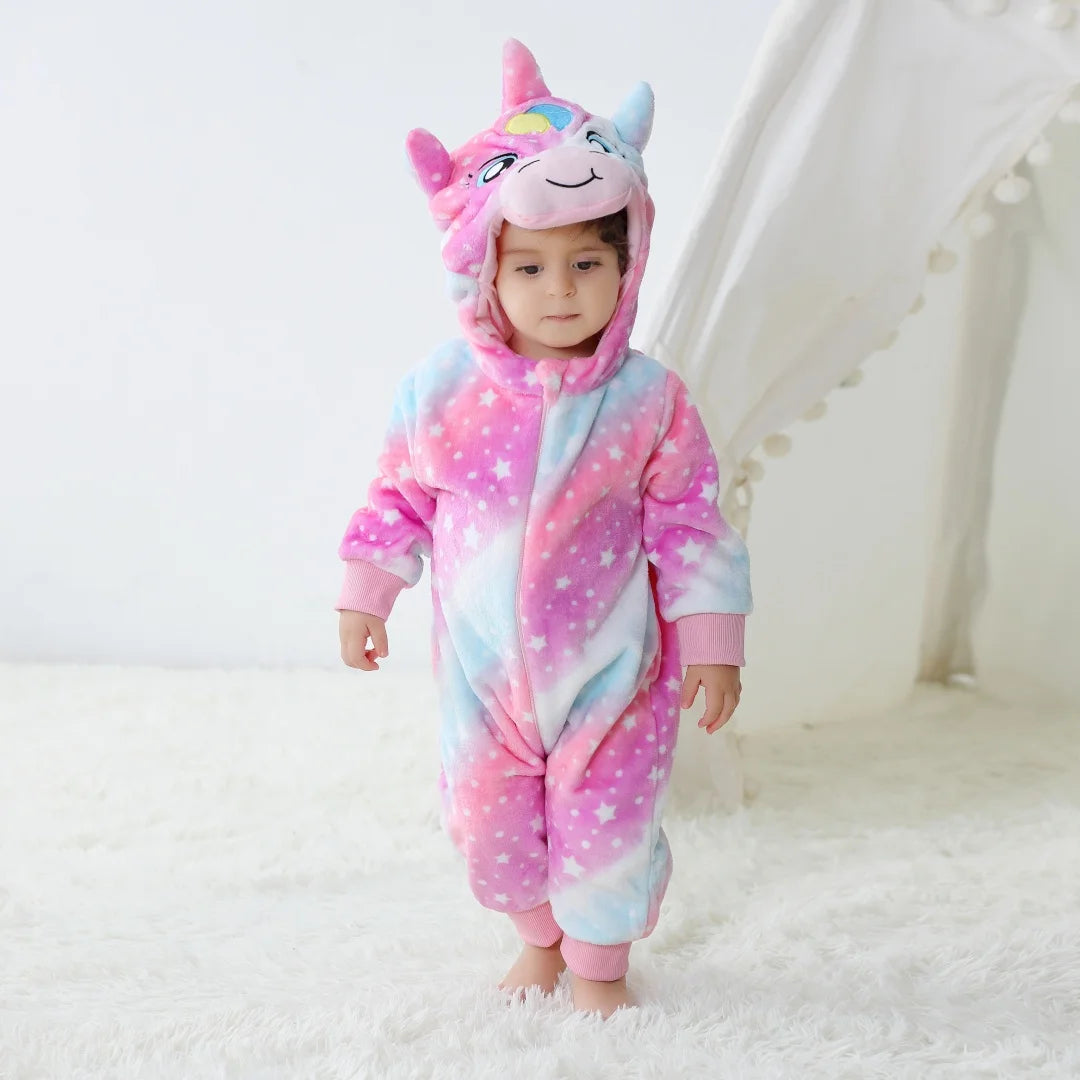 Bebê Kigurumi Stitch Unicórnio Coelho Desenho Animado Macacão Pijamas Infantis Animais Macacão Meninas Meninos Cosplay Pijama Traje Para O Natal
