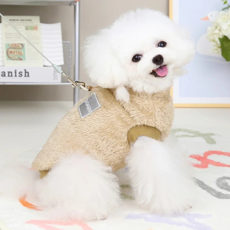 Dog Vest Clothes Winter Warm Dog Hoodies Cute Puppy Sweatshirt Soft Plush Cat Hoodies Pet Pullovers Dog Supplies