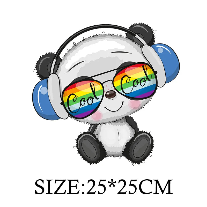 Cute Panda Cartoon Patch on Clothes Patches for Jackets Iron on DIY T shirt for Kids Hoodies Sweatshirt on Clothing Decor Custom