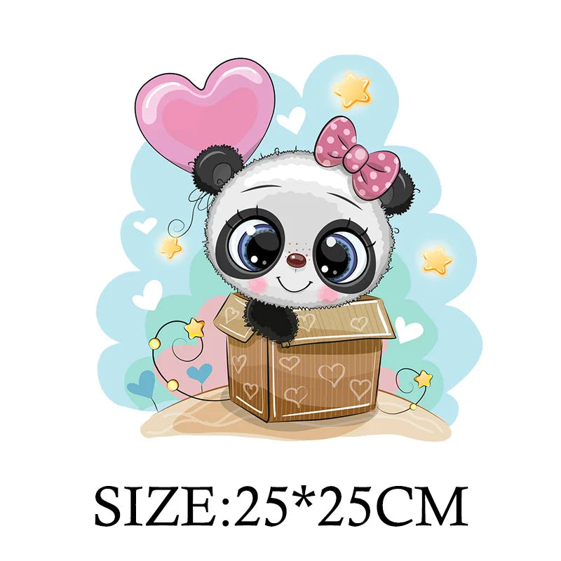 Cute Panda Cartoon Patch on Clothes Patches for Jackets Iron on DIY T shirt for Kids Hoodies Sweatshirt on Clothing Decor Custom