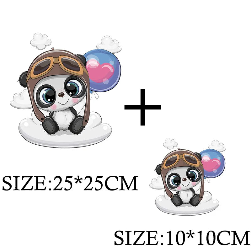 Cute Panda Cartoon Patch on Clothes Patches for Jackets Iron on DIY T shirt for Kids Hoodies Sweatshirt on Clothing Decor Custom