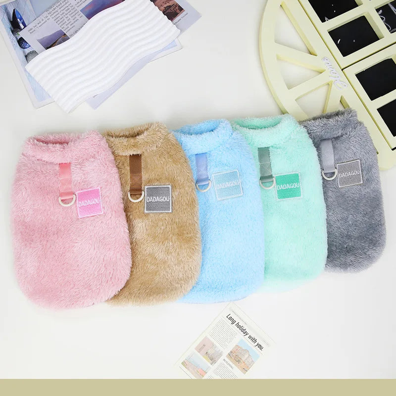 Dog Vest Clothes Winter Warm Dog Hoodies Cute Puppy Sweatshirt Soft Plush Cat Hoodies Pet Pullovers Dog Supplies