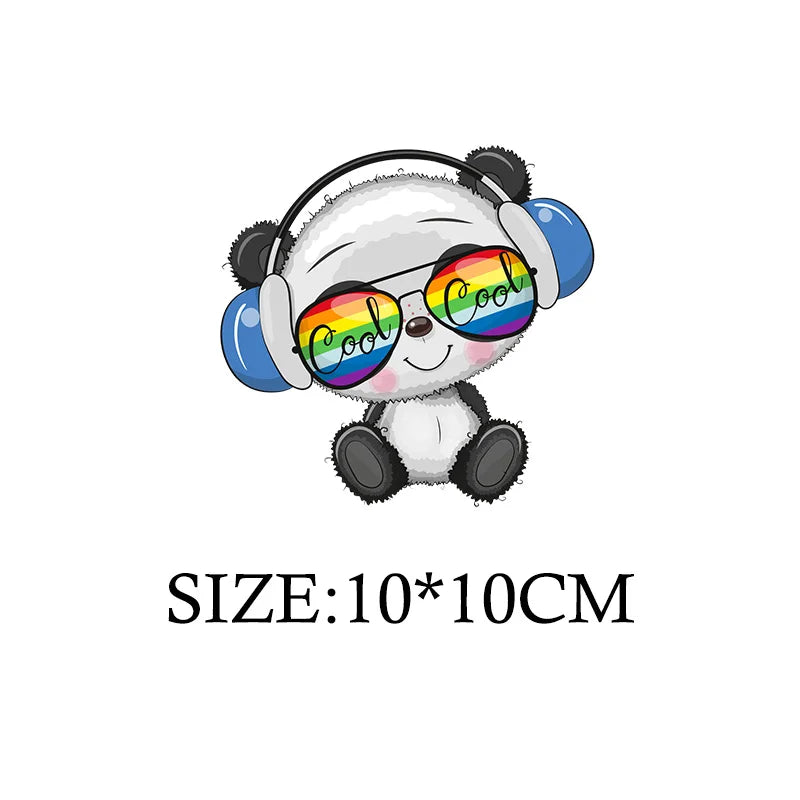 Cute Panda Cartoon Patch on Clothes Patches for Jackets Iron on DIY T shirt for Kids Hoodies Sweatshirt on Clothing Decor Custom
