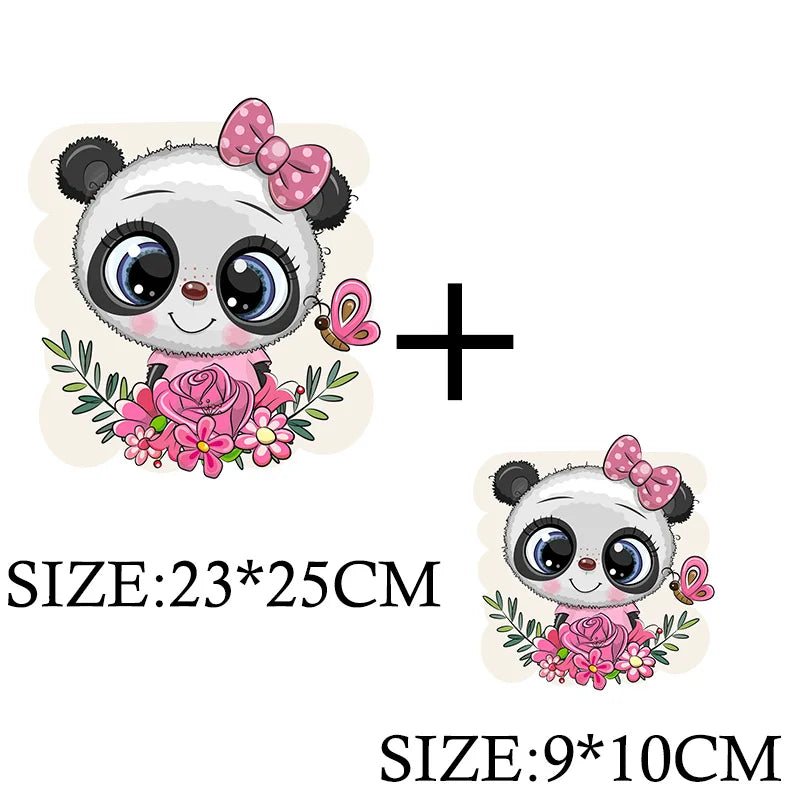 Cute Panda Cartoon Patch on Clothes Patches for Jackets Iron on DIY T shirt for Kids Hoodies Sweatshirt on Clothing Decor Custom