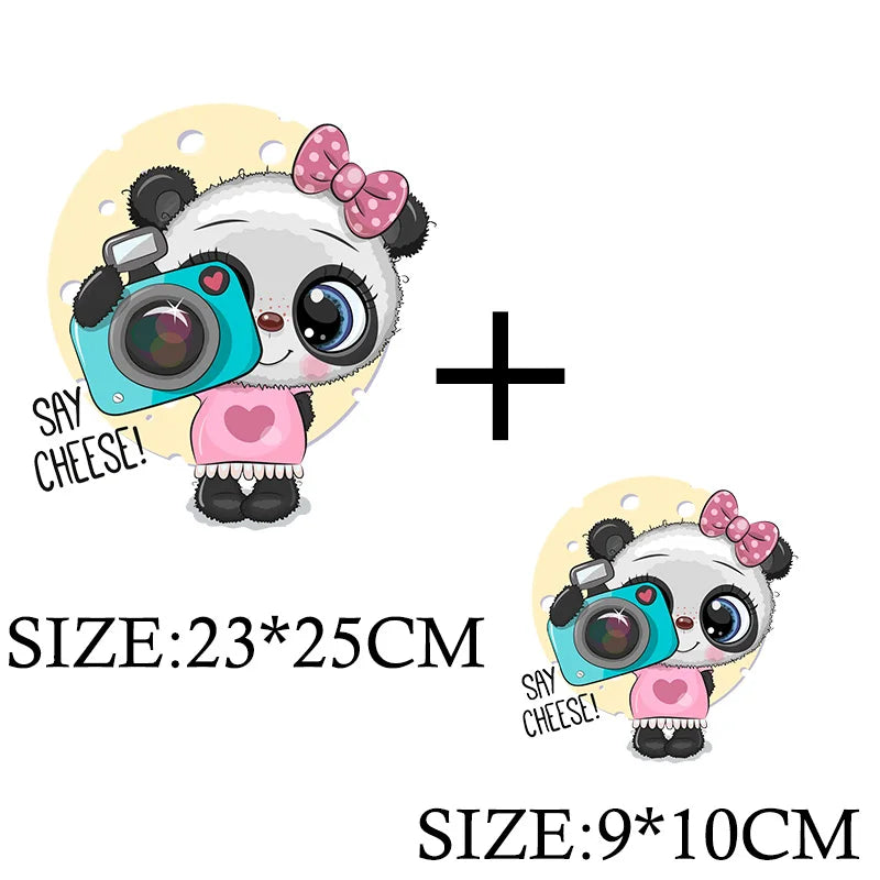 Cute Panda Cartoon Patch on Clothes Patches for Jackets Iron on DIY T shirt for Kids Hoodies Sweatshirt on Clothing Decor Custom