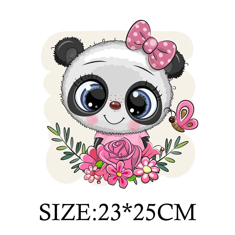 Cute Panda Cartoon Patch on Clothes Patches for Jackets Iron on DIY T shirt for Kids Hoodies Sweatshirt on Clothing Decor Custom