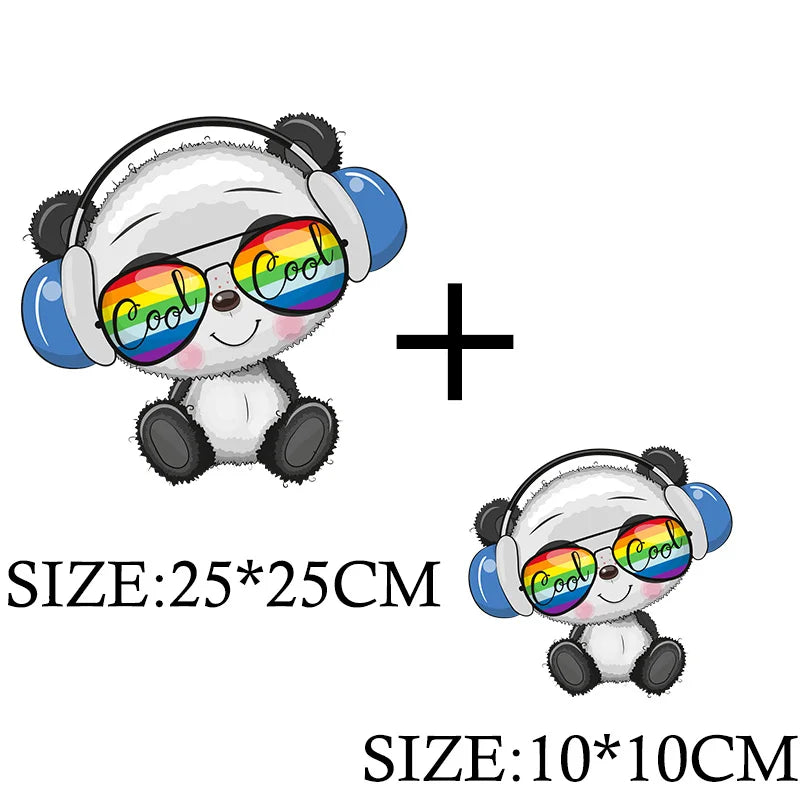 Cute Panda Cartoon Patch on Clothes Patches for Jackets Iron on DIY T shirt for Kids Hoodies Sweatshirt on Clothing Decor Custom