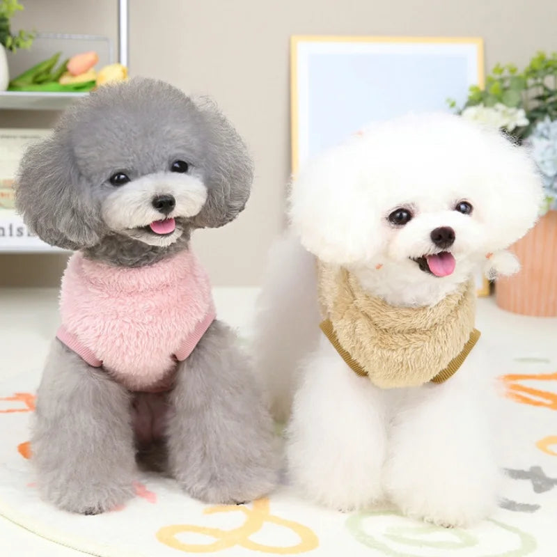 Dog Vest Clothes Winter Warm Dog Hoodies Cute Puppy Sweatshirt Soft Plush Cat Hoodies Pet Pullovers Dog Supplies