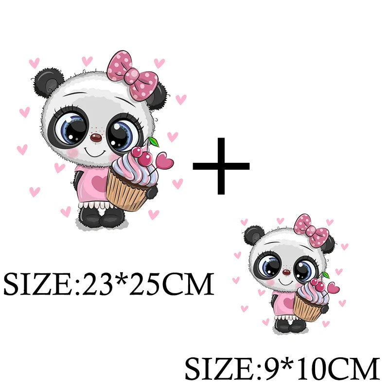 Cute Panda Cartoon Patch on Clothes Patches for Jackets Iron on DIY T shirt for Kids Hoodies Sweatshirt on Clothing Decor Custom