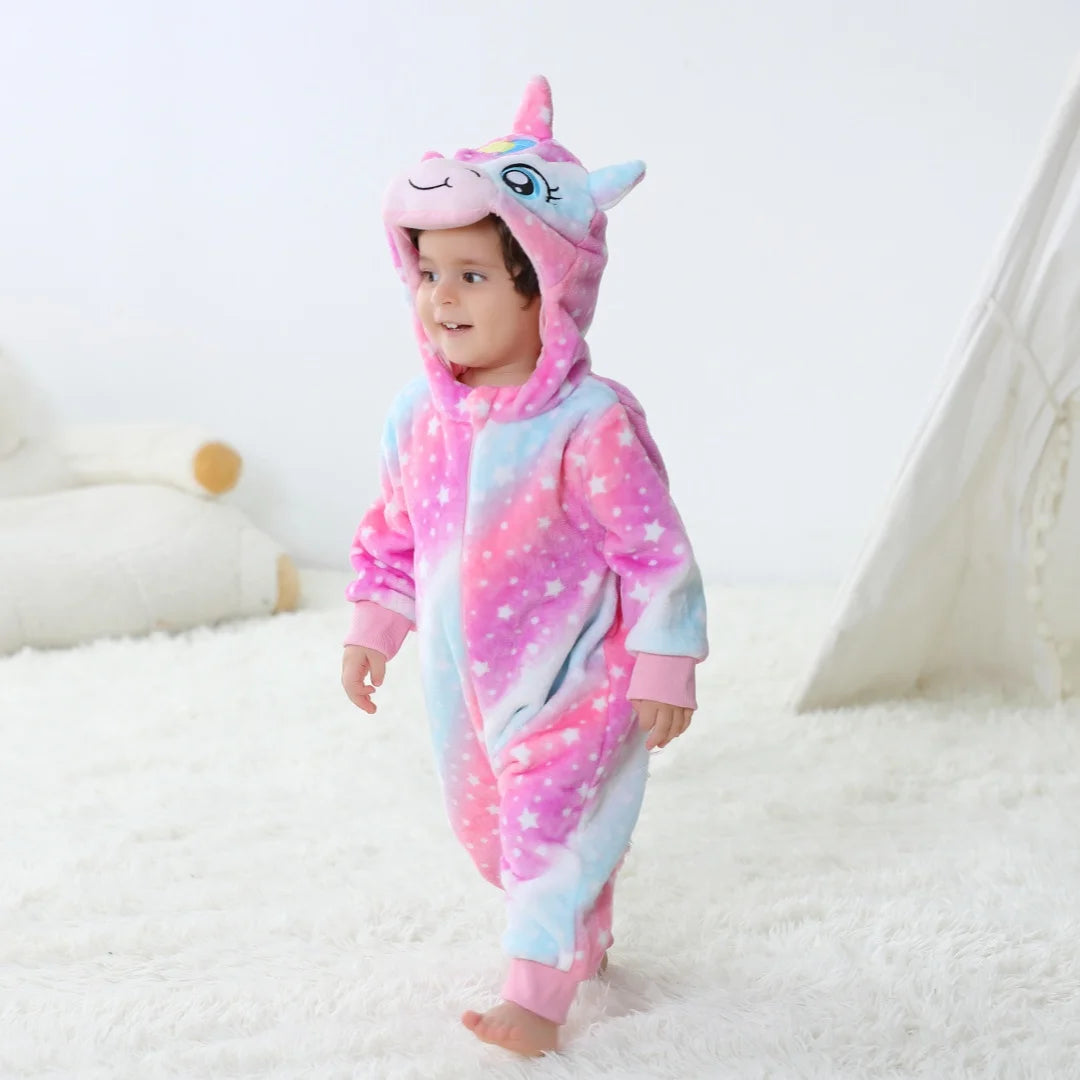 Bebê Kigurumi Stitch Unicórnio Coelho Desenho Animado Macacão Pijamas Infantis Animais Macacão Meninas Meninos Cosplay Pijama Traje Para O Natal