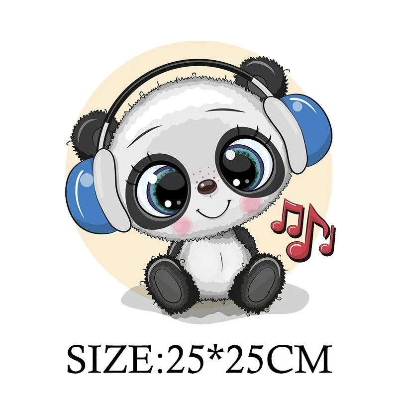 Cute Panda Cartoon Patch on Clothes Patches for Jackets Iron on DIY T shirt for Kids Hoodies Sweatshirt on Clothing Decor Custom