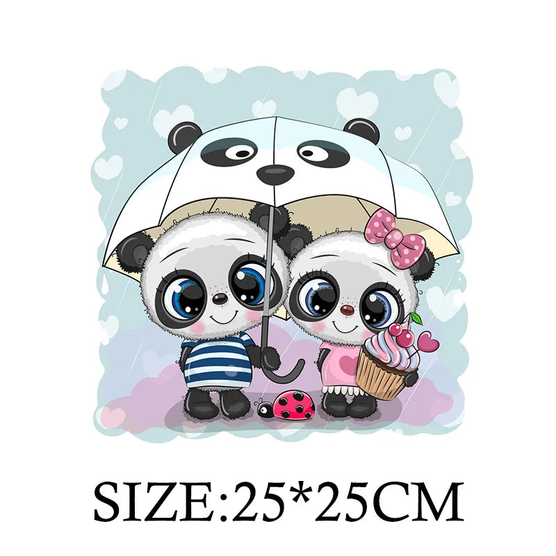 Cute Panda Cartoon Patch on Clothes Patches for Jackets Iron on DIY T shirt for Kids Hoodies Sweatshirt on Clothing Decor Custom