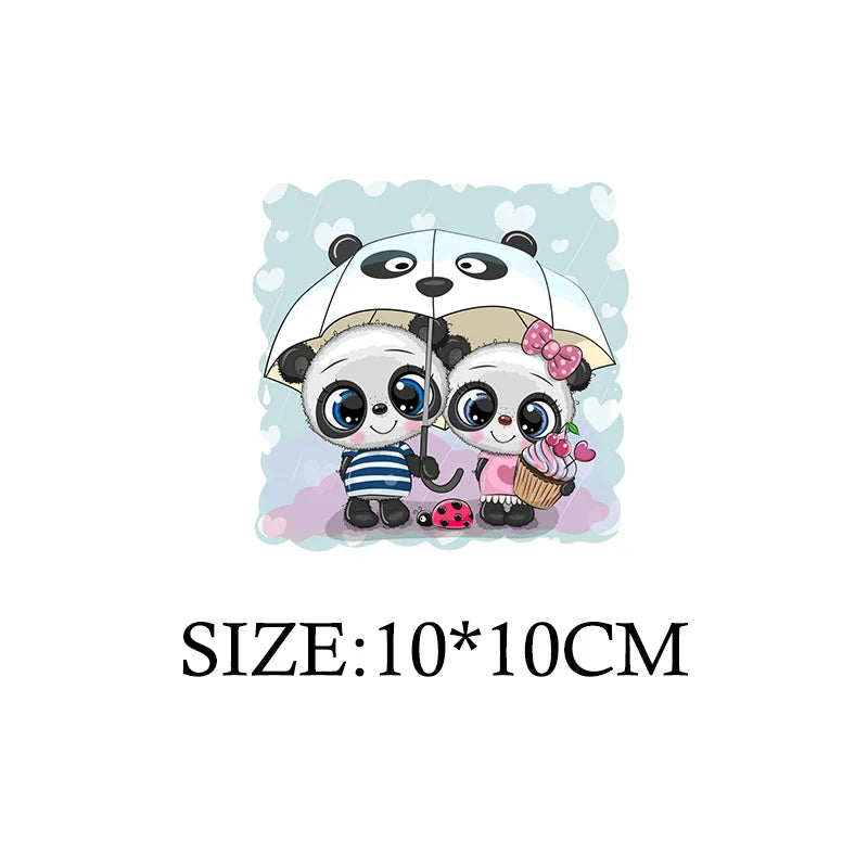Cute Panda Cartoon Patch on Clothes Patches for Jackets Iron on DIY T shirt for Kids Hoodies Sweatshirt on Clothing Decor Custom