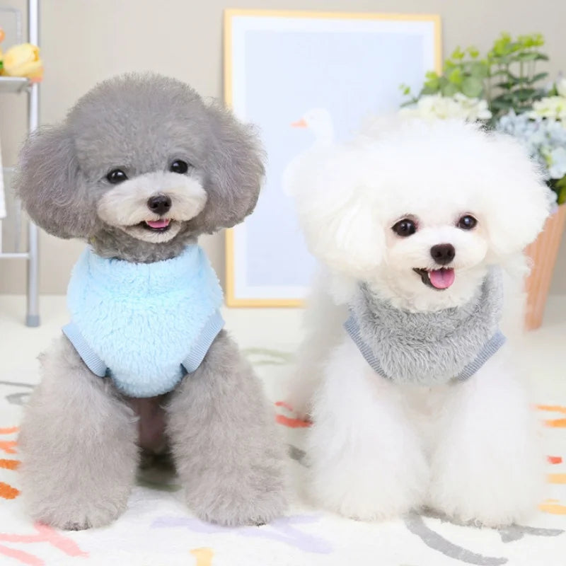 Dog Vest Clothes Winter Warm Dog Hoodies Cute Puppy Sweatshirt Soft Plush Cat Hoodies Pet Pullovers Dog Supplies