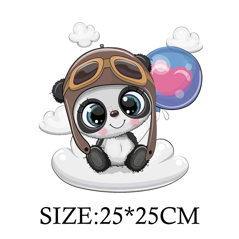 Cute Panda Cartoon Patch on Clothes Patches for Jackets Iron on DIY T shirt for Kids Hoodies Sweatshirt on Clothing Decor Custom