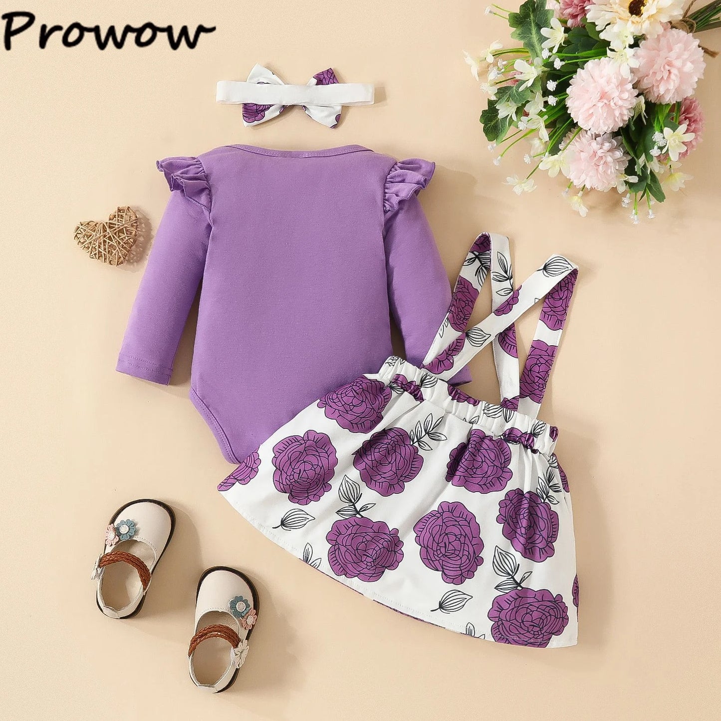 Prowow Panda Baby Girl Outfits Sets Green Cute Panda Romper and Suspender Bamboo Dress 3pcs Baby Clothes Panda Set