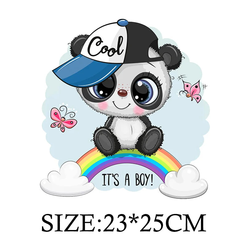 Cute Panda Cartoon Patch on Clothes Patches for Jackets Iron on DIY T shirt for Kids Hoodies Sweatshirt on Clothing Decor Custom