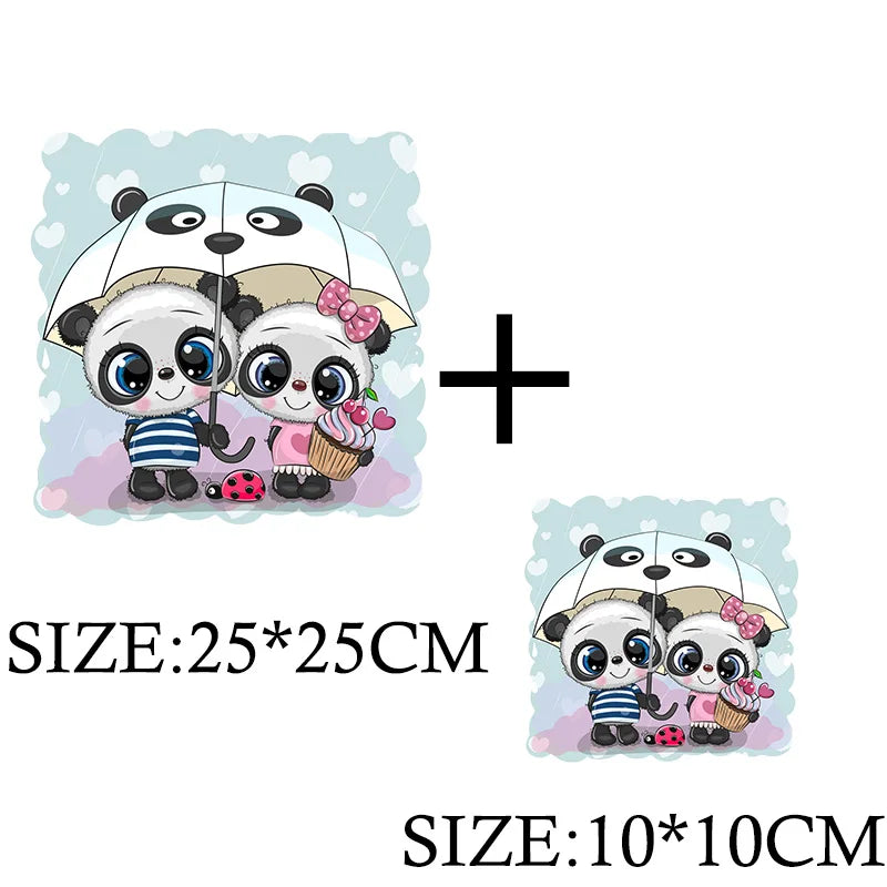 Cute Panda Cartoon Patch on Clothes Patches for Jackets Iron on DIY T shirt for Kids Hoodies Sweatshirt on Clothing Decor Custom