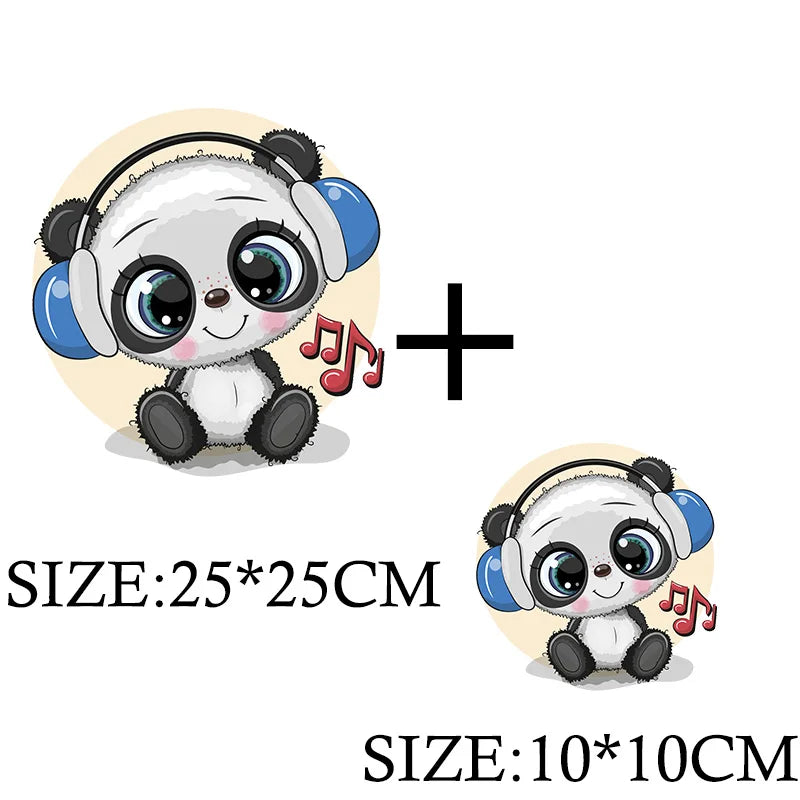 Cute Panda Cartoon Patch on Clothes Patches for Jackets Iron on DIY T shirt for Kids Hoodies Sweatshirt on Clothing Decor Custom