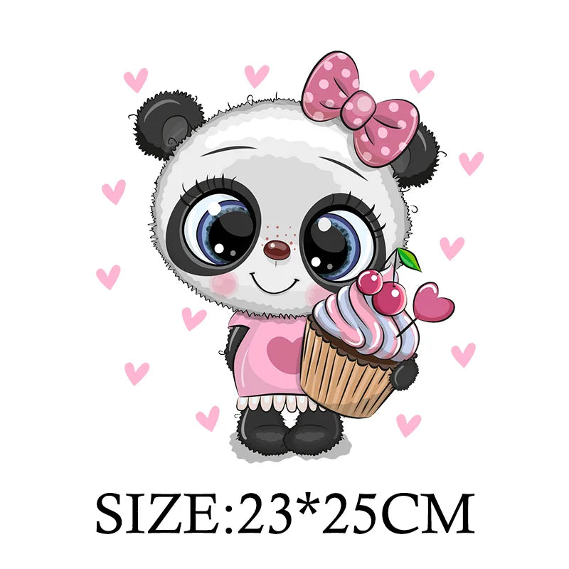 Cute Panda Cartoon Patch on Clothes Patches for Jackets Iron on DIY T shirt for Kids Hoodies Sweatshirt on Clothing Decor Custom
