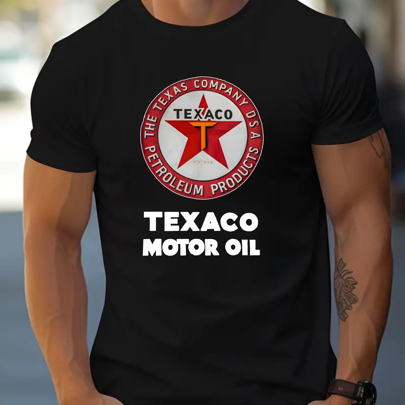 Texaco Cotton Short-Sleeved T-Shirt American Fashion Trendy Brand Printed Bottoming Shirt for Men And Teenagers Spring And Summer Round Neck Casual Versatile Top