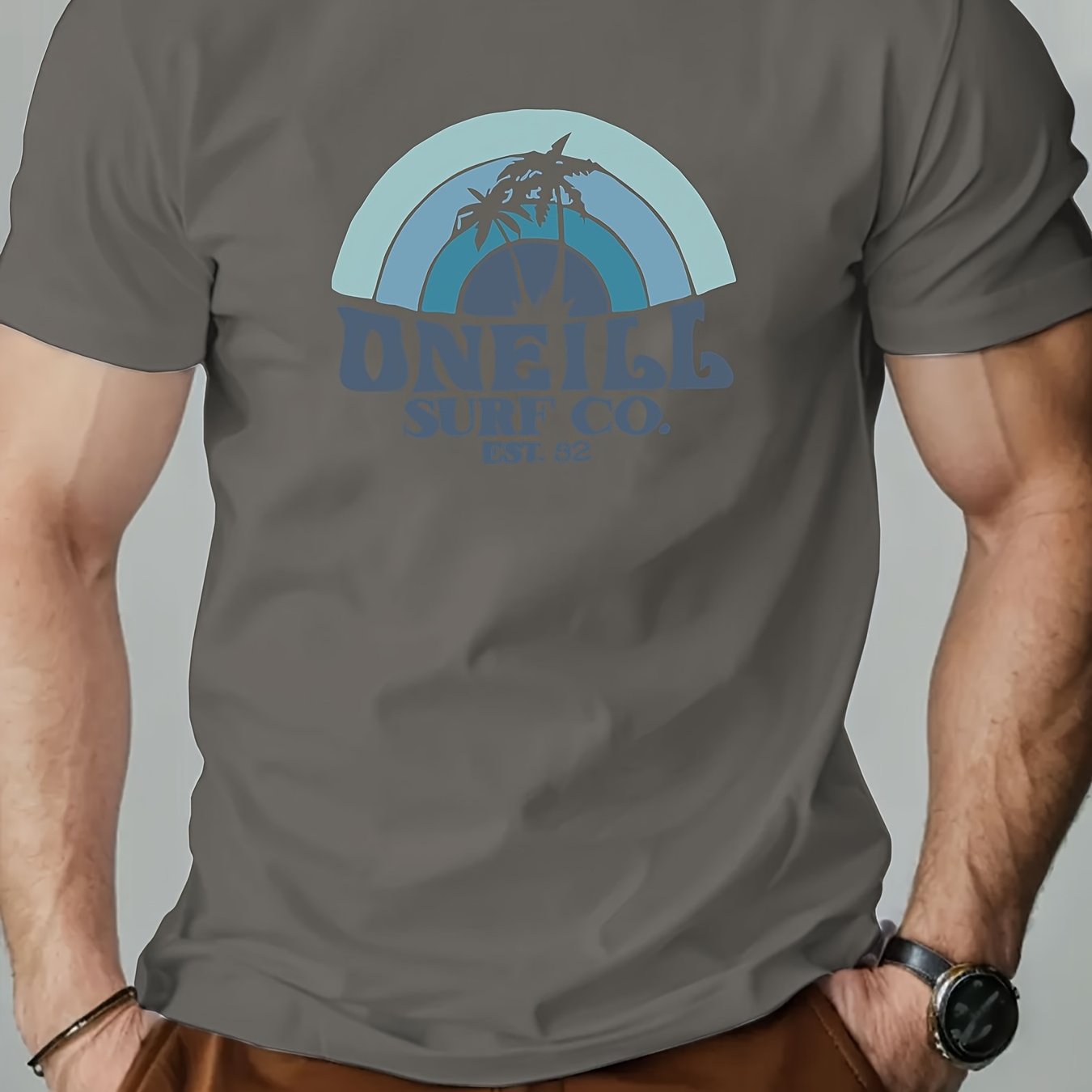 ONEILL Men's Casual Short Sleeve T-Shirt - Summer Round Neck Solid Color Tee, Breathable Regular Fit for Beach & Outdoor Activities