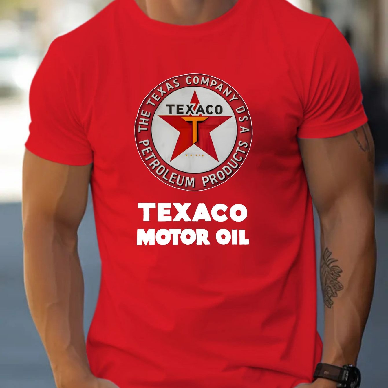 Texaco Cotton Short-Sleeved T-Shirt American Fashion Trendy Brand Printed Bottoming Shirt for Men And Teenagers Spring And Summer Round Neck Casual Versatile Top