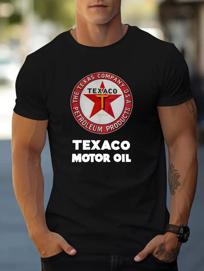 Texaco Cotton Short-Sleeved T-Shirt American Fashion Trendy Brand Printed Bottoming Shirt for Men And Teenagers Spring And Summer Round Neck Casual Versatile Top