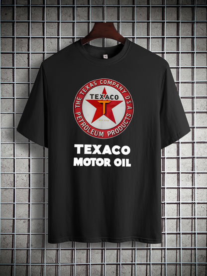 Texaco Cotton Short-Sleeved T-Shirt American Fashion Trendy Brand Printed Bottoming Shirt for Men And Teenagers Spring And Summer Round Neck Casual Versatile Top