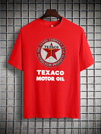 Texaco Cotton Short-Sleeved T-Shirt American Fashion Trendy Brand Printed Bottoming Shirt for Men And Teenagers Spring And Summer Round Neck Casual Versatile Top