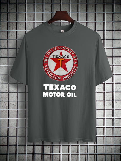 Texaco Cotton Short-Sleeved T-Shirt American Fashion Trendy Brand Printed Bottoming Shirt for Men And Teenagers Spring And Summer Round Neck Casual Versatile Top