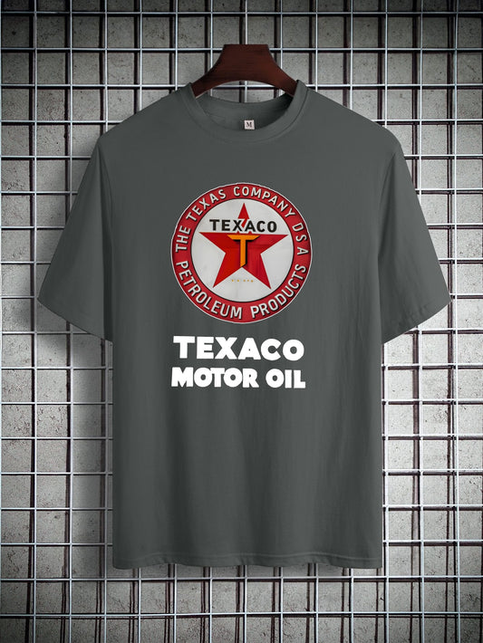 Texaco Cotton Short-Sleeved T-Shirt American Fashion Trendy Brand Printed Bottoming Shirt for Men And Teenagers Spring And Summer Round Neck Casual Versatile Top