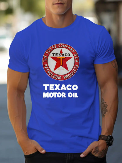 Texaco Cotton Short-Sleeved T-Shirt American Fashion Trendy Brand Printed Bottoming Shirt for Men And Teenagers Spring And Summer Round Neck Casual Versatile Top