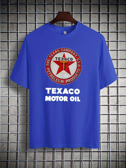 Texaco Cotton Short-Sleeved T-Shirt American Fashion Trendy Brand Printed Bottoming Shirt for Men And Teenagers Spring And Summer Round Neck Casual Versatile Top