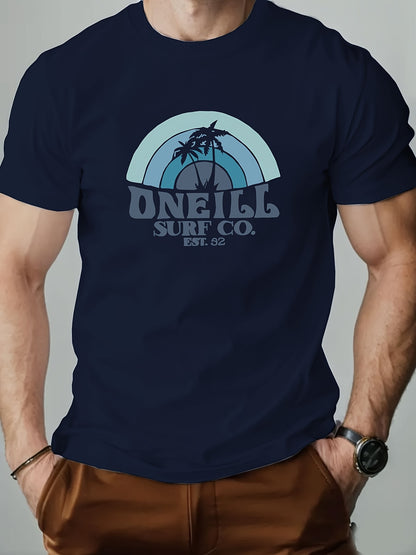 ONEILL Men's Casual Short Sleeve T-Shirt - Summer Round Neck Solid Color Tee, Breathable Regular Fit for Beach & Outdoor Activities