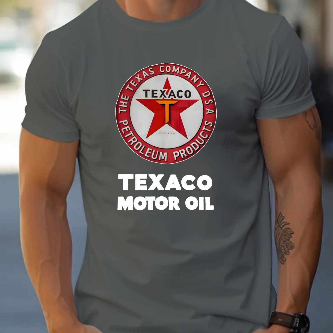 Texaco Cotton Short-Sleeved T-Shirt American Fashion Trendy Brand Printed Bottoming Shirt for Men And Teenagers Spring And Summer Round Neck Casual Versatile Top
