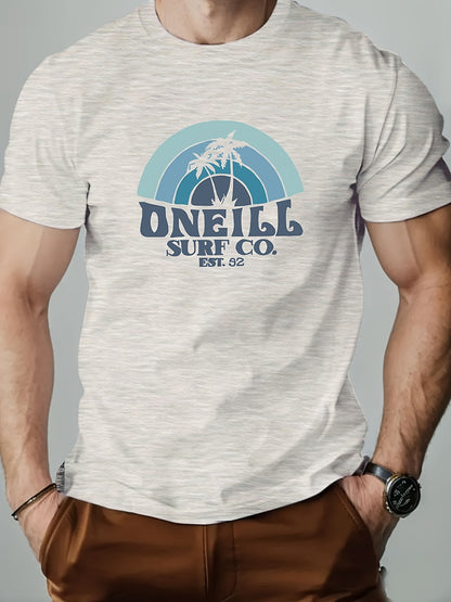 ONEILL Men's Casual Short Sleeve T-Shirt - Summer Round Neck Solid Color Tee, Breathable Regular Fit for Beach & Outdoor Activities