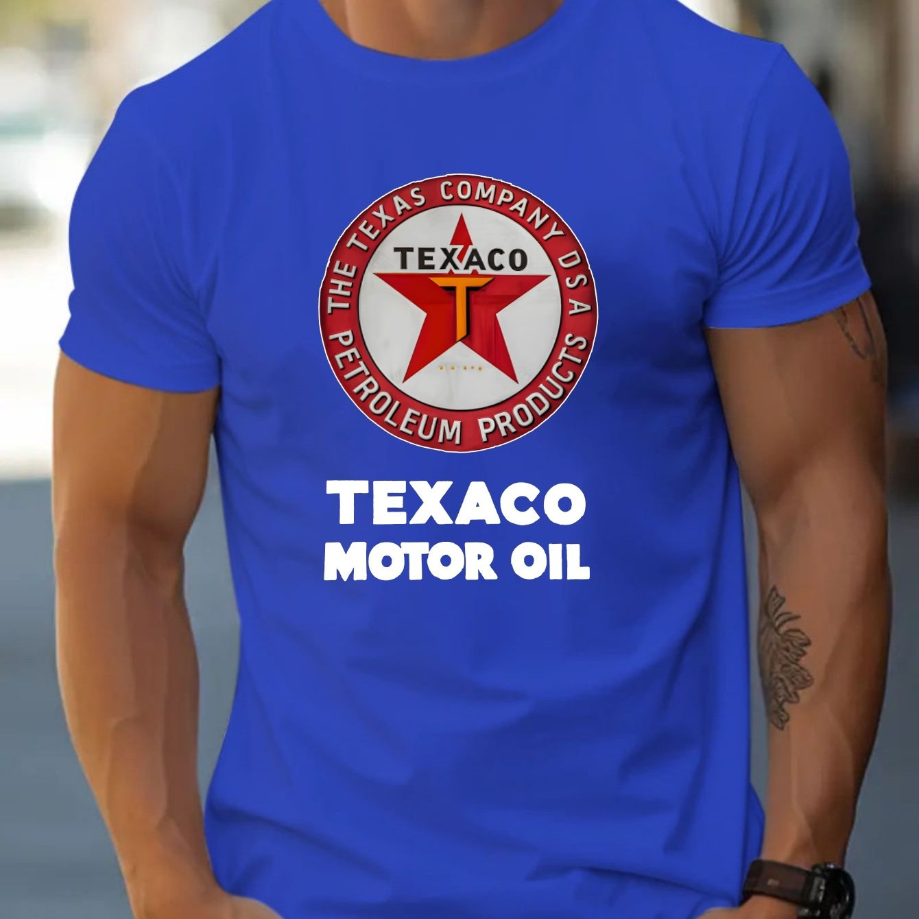 Texaco Cotton Short-Sleeved T-Shirt American Fashion Trendy Brand Printed Bottoming Shirt for Men And Teenagers Spring And Summer Round Neck Casual Versatile Top