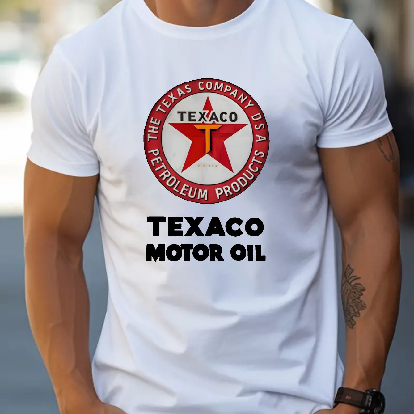 Texaco Cotton Short-Sleeved T-Shirt American Fashion Trendy Brand Printed Bottoming Shirt for Men And Teenagers Spring And Summer Round Neck Casual Versatile Top