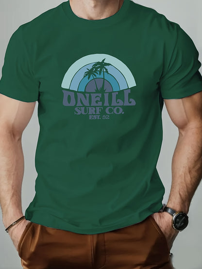 ONEILL Men's Casual Short Sleeve T-Shirt - Summer Round Neck Solid Color Tee, Breathable Regular Fit for Beach & Outdoor Activities