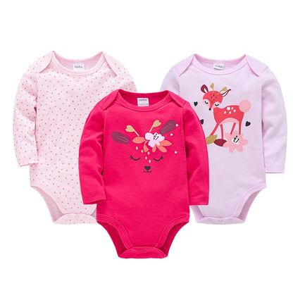 Pack de 6  Baby Boys Girls Bodysuit Long Sleeve 100% Cotton Baby Clothes 1 ano a 2 anos.