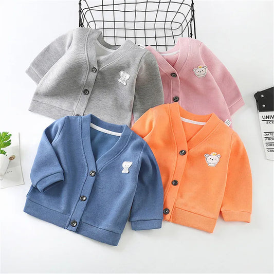 Winter/Autumn Baby Girls Boys Cardigan Sweater Tops Solid Children Clothing  Infant Kids Baseball Jackets Coats Outerwear